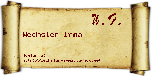 Wechsler Irma névjegykártya